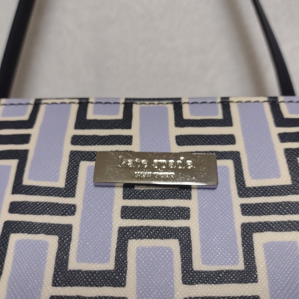 Kate Spade New York Geometric Link Print Tote Blue Navy Saffiano PVC Bag Only - Picture 2 of 9
